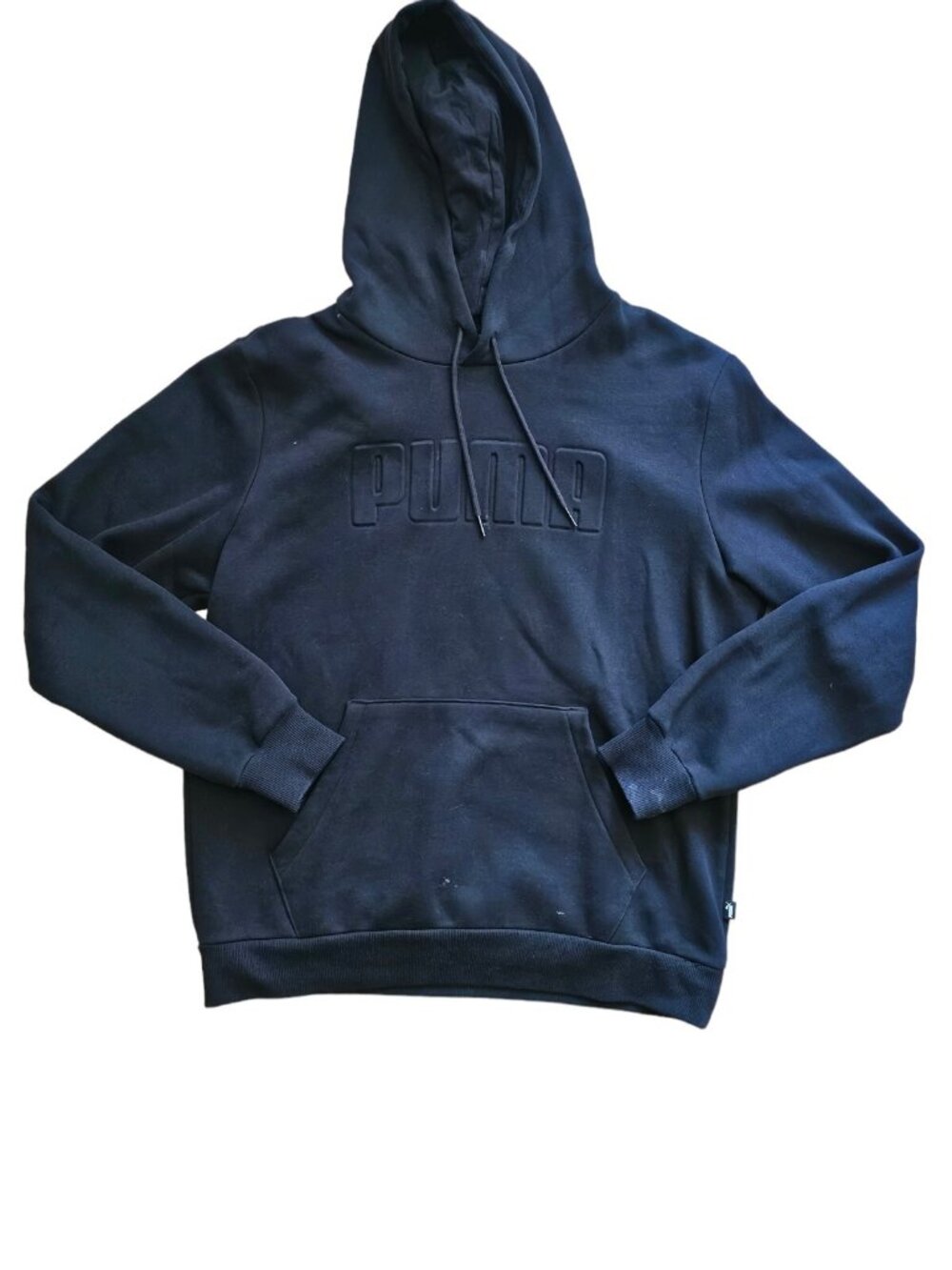 Puma Classics Fleece Hoodie Mens Medium Black Embossed Logo Pullover